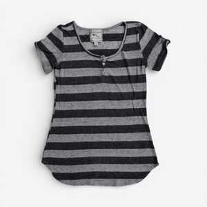 PINK ROSE Late 2000s Stripped Rounded Hem Top